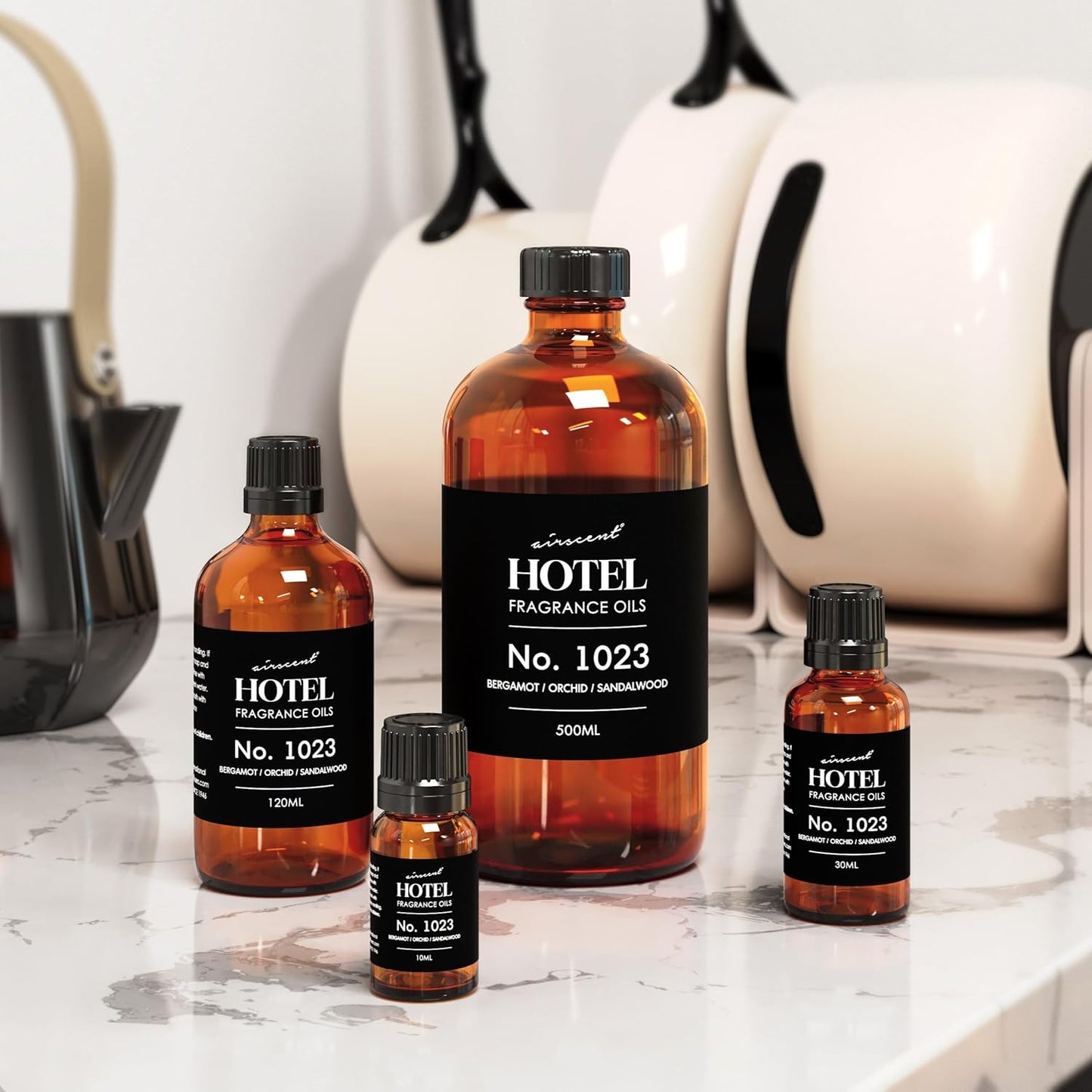 Airscent Hotel Diffuser Oil No. 1023 - Baccarat Hotel Inspired - 30 ml | Bergamot, Orchid, and Sandalwood - Love Affair Fragrance Oil for Ultrasonic and Waterless Diffusers and Crafting - 1 Fl Oz Bottle