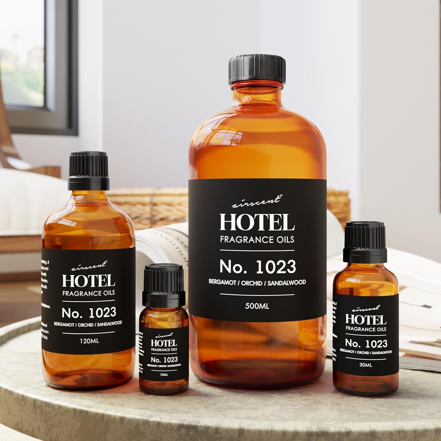 Airscent Hotel Diffuser Oil No. 1023 - Baccarat Hotel Inspired - 30 ml | Bergamot, Orchid, and Sandalwood - Love Affair Fragrance Oil for Ultrasonic and Waterless Diffusers and Crafting - 1 Fl Oz Bottle