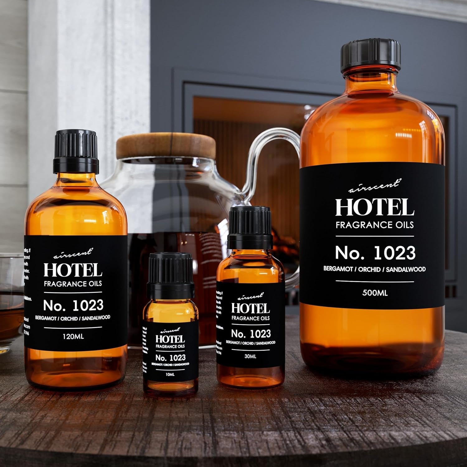 Airscent Hotel Diffuser Oil No. 1023 - Baccarat Hotel Inspired - 30 ml | Bergamot, Orchid, and Sandalwood - Love Affair Fragrance Oil for Ultrasonic and Waterless Diffusers and Crafting - 1 Fl Oz Bottle