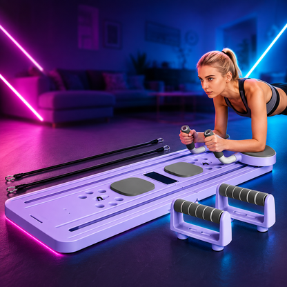 Multifunctional Pilates Board – Ab Roller & Push-Up Board with Resistance Bands