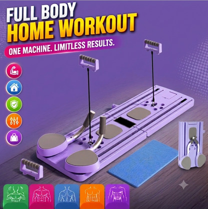 Multifunctional Pilates Board – Ab Roller & Push-Up Board with Resistance Bands