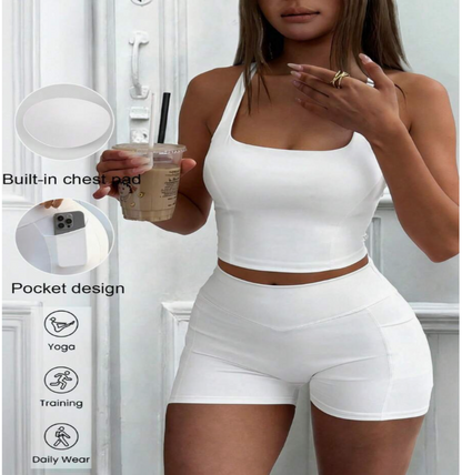 Pink 2-Piece Sports Set  Stylish • Sexy • Comfy • Perfect for Summer