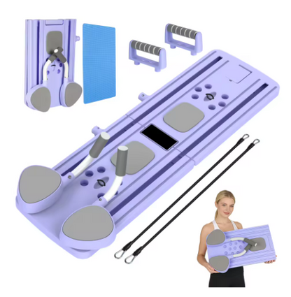 Multifunctional Pilates Board – Ab Roller & Push-Up Board with Resistance Bands
