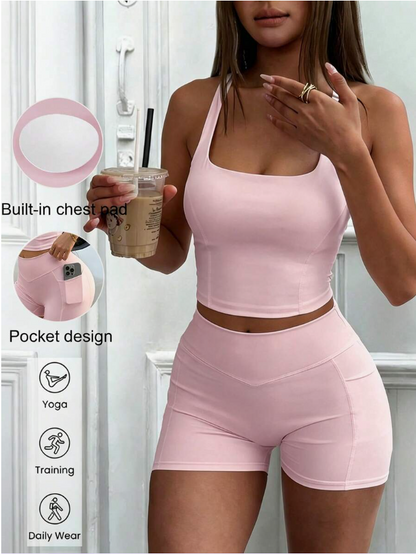 Pink 2-Piece Sports Set  Stylish • Sexy • Comfy • Perfect for Summer