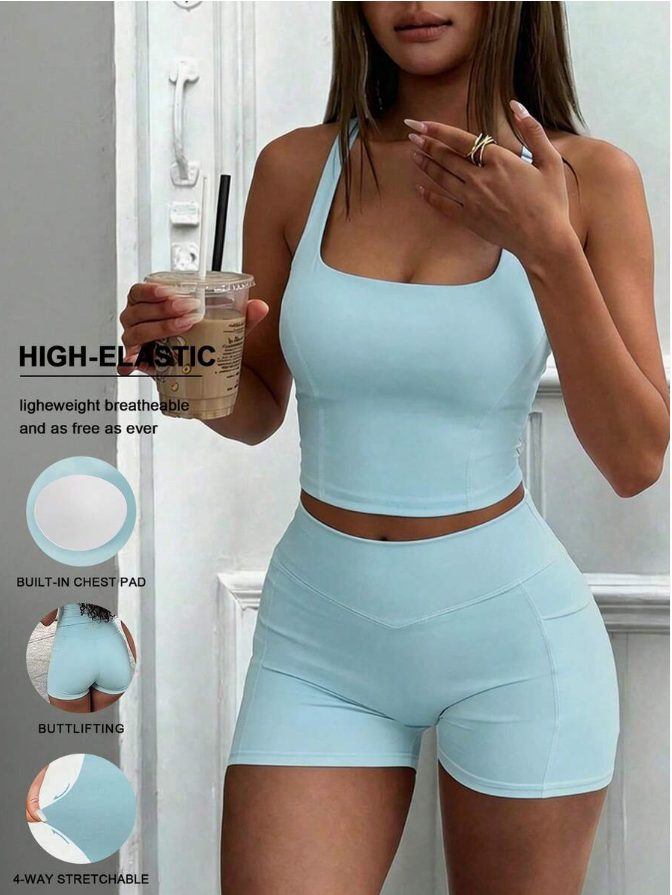 Pink 2-Piece Sports Set  Stylish • Sexy • Comfy • Perfect for Summer