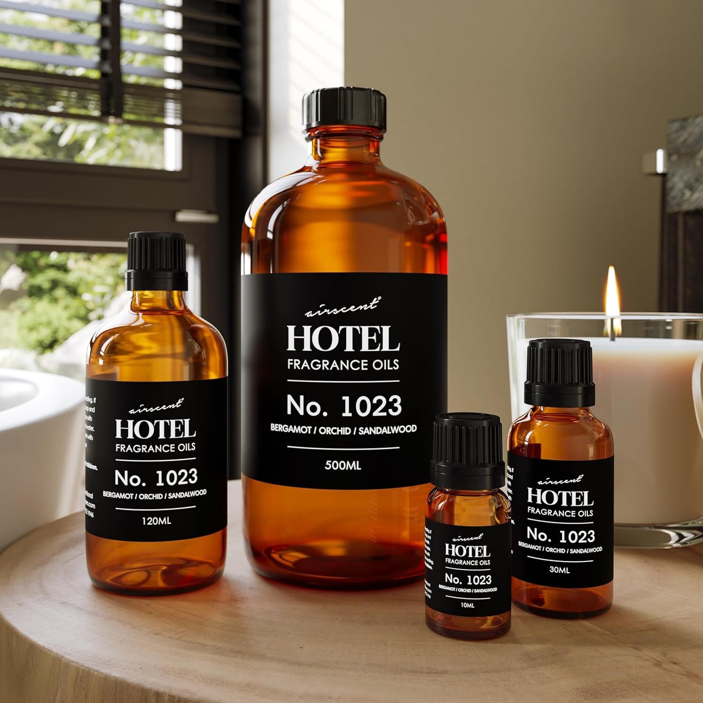 Airscent Hotel Diffuser Oil No. 1023 - Baccarat Hotel Inspired - 30 ml | Bergamot, Orchid, and Sandalwood - Love Affair Fragrance Oil for Ultrasonic and Waterless Diffusers and Crafting - 1 Fl Oz Bottle